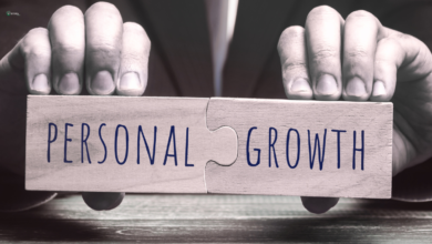 Hands holding two puzzle pieces with "PERSONAL GROWTH" written on them.