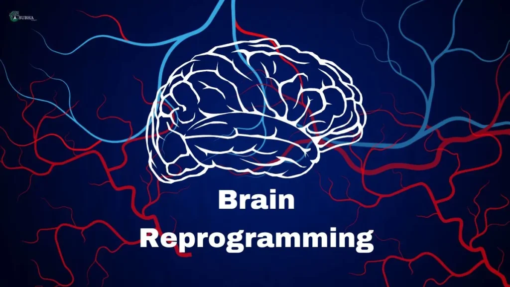 A digital illustration of a brain with glowing neural pathways, representing brain reprogramming