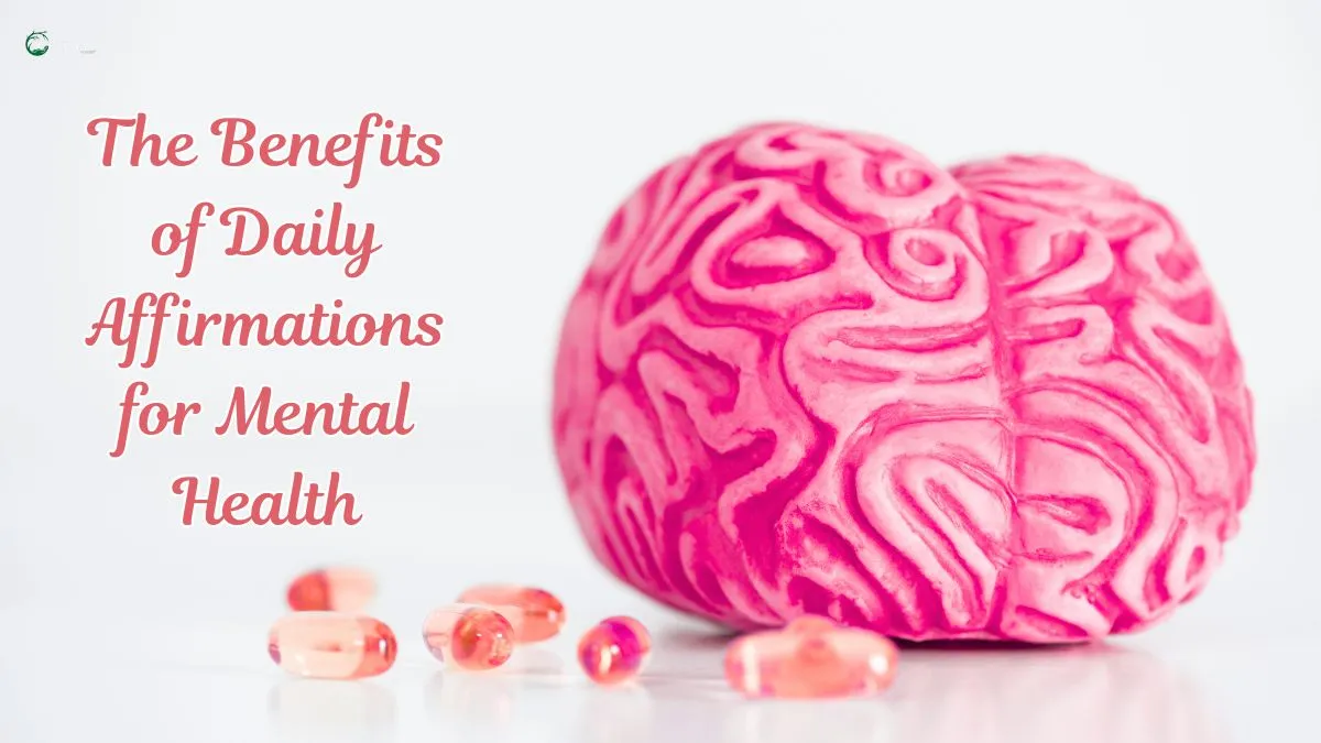 A pink brain model with softgel capsules symbolizing mental health and the power of daily affirmations.